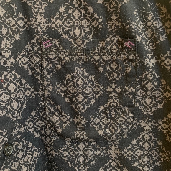 Black Cotton dress shirt grey diamond filigree 16 - Picture 6 of 7